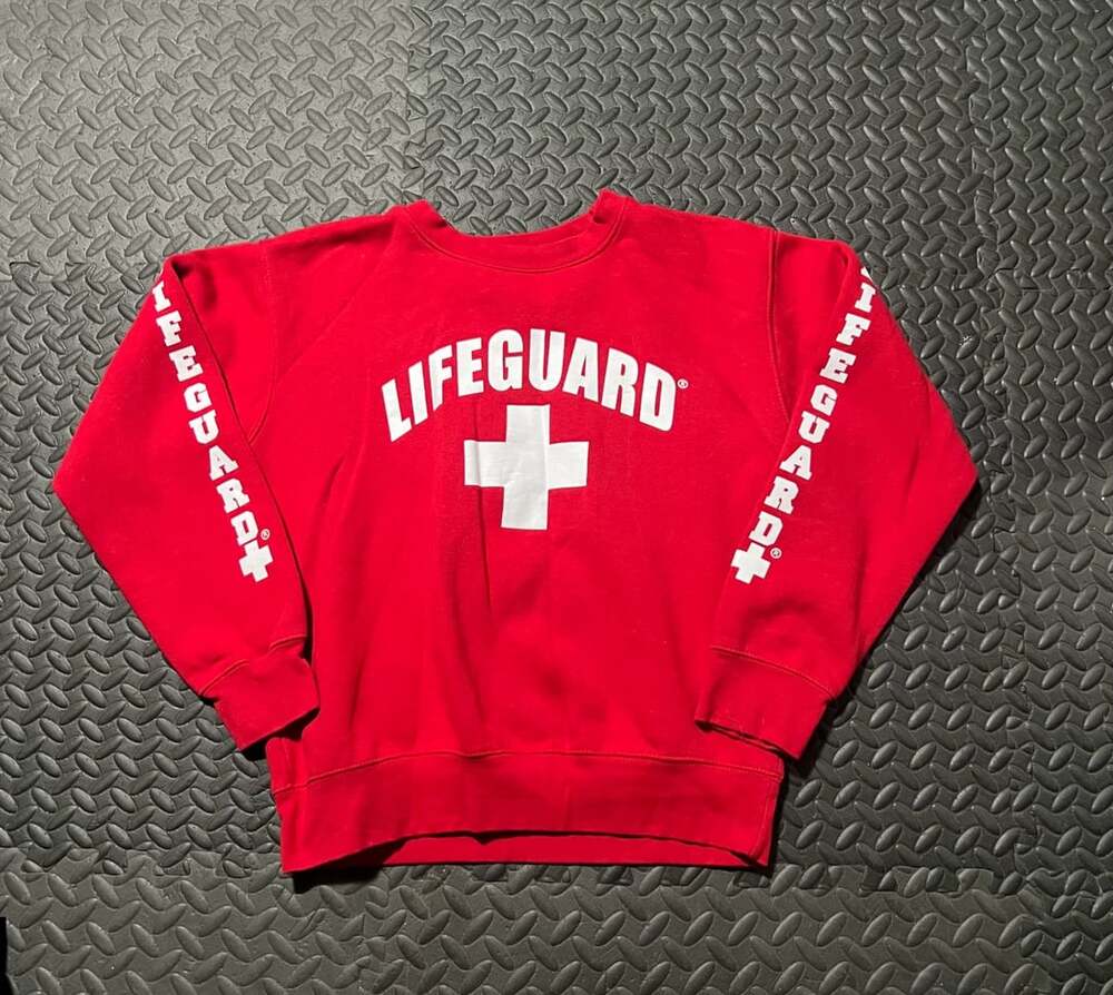 Lifeguard Sweatshirt Size S Red Crew Neck Long Sleeve